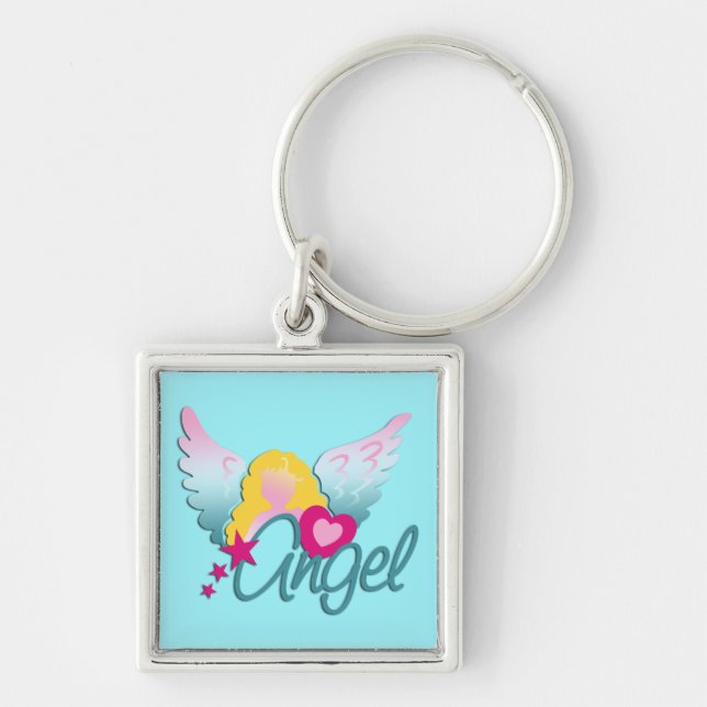 Chaveiro Angels Love, ciano (Frente)