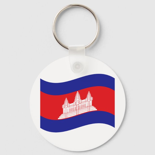 Chaveiro Angkor Wat Cambodian Flag Wave (Frente)