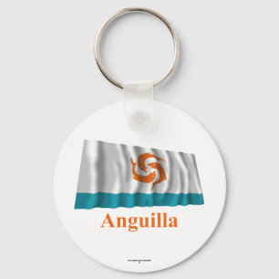 Chaveiro Anguilla que acena a bandeira local com nome