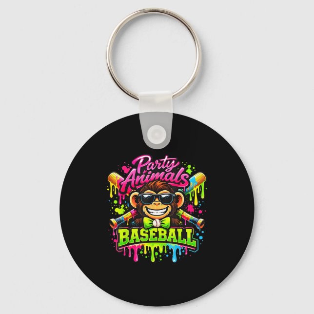 Chaveiro Animais de festa meme beisebol macaco engraçado  (Frente)
