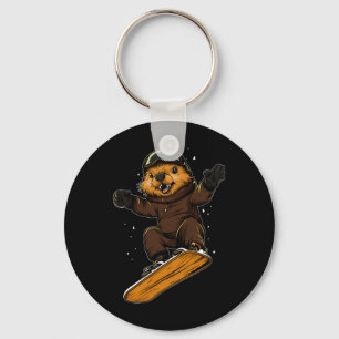 Chaveiro Animais De Snowboard - Castor Num Snowboard Snowbo