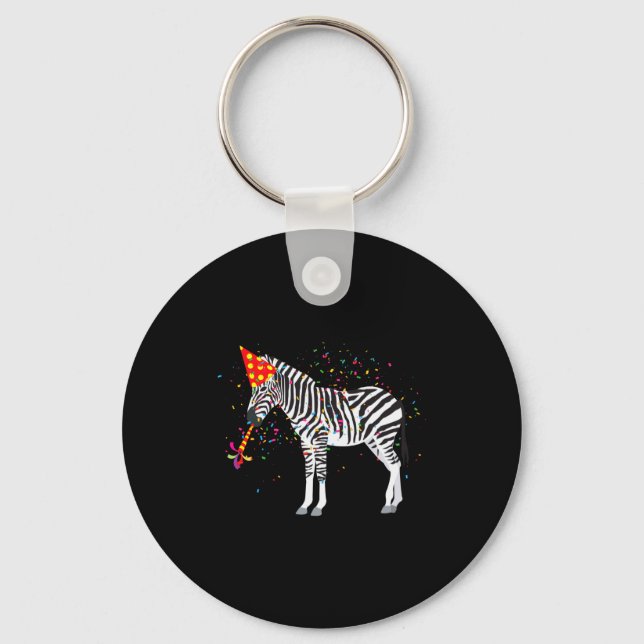 Chaveiro Animais de Zebra se divertindo tendo uma festa  (Frente)