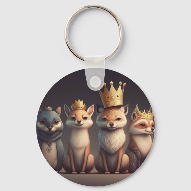 Chaveiro Animais selvagens vestindo coroas (Frente)
