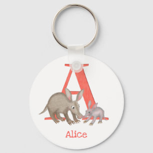 Chaveiro Animal ABC A é destinado ao anel chave aardvark