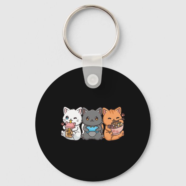 Chaveiro Anime Bo Tea Bubble Tea Gamer Ramen Cat (Frente)