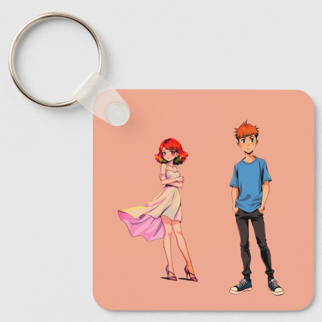 Chaveiro Anime Couple Square Keychain -  (Frente)