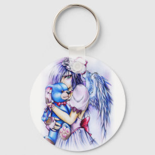 Chaveiro Anime Gothic Pink Angel Girl Com Ursinho
