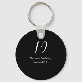 Chaveiro aniversário de 10 anos branco preto nome data cali