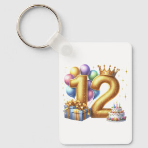 Chaveiro Aniversário de 12 anos dourado