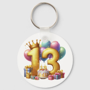 Chaveiro Aniversário de 13 anos dourado
