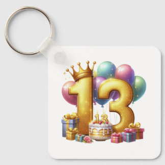 Chaveiro Aniversário de 13 anos dourado