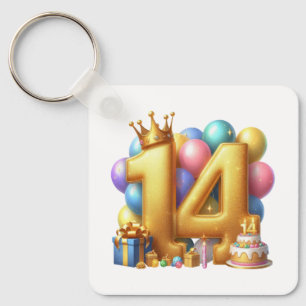Chaveiro Aniversário de 14 anos de ouro