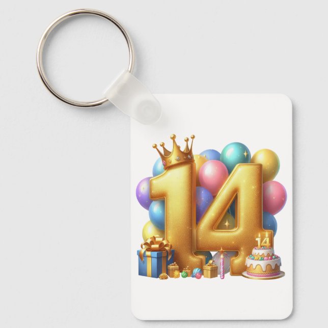 Chaveiro Aniversário de 14 anos de ouro (Frente)