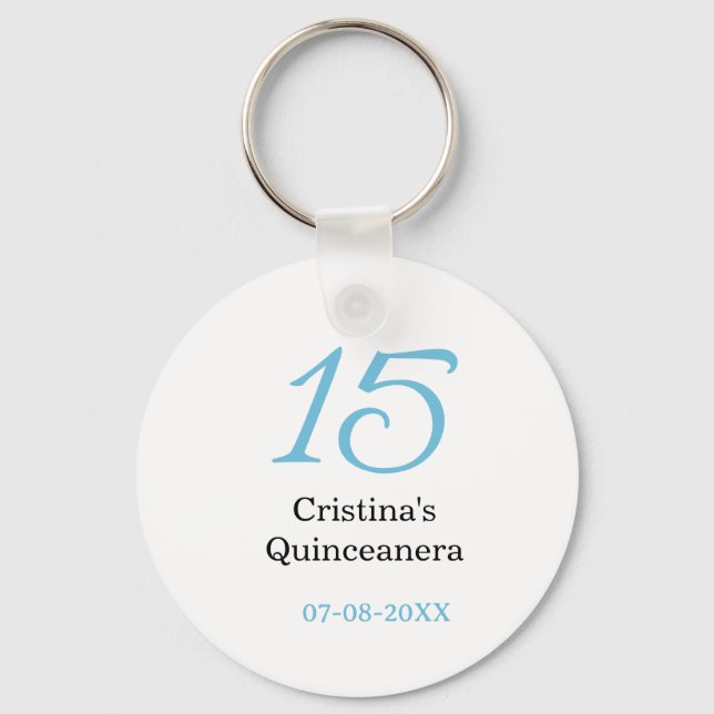 Chaveiro aniversário de 15 anos da quinceanera azul preto l (Frente)