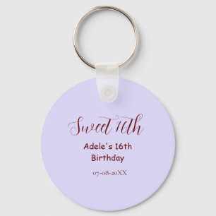 Chaveiro Aniversário de 16 anos doce nome roxo pastel retro