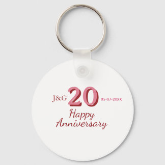 Chaveiro aniversário de 20 anos nome data monograma bold