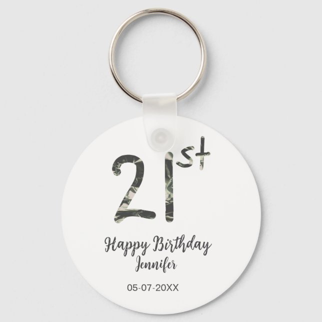 Chaveiro aniversário de 21 anos adiciona nome data ano mode (Frente)