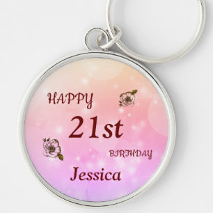 Chaveiro Aniversário de 21 anos feliz bonito personalizado