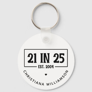 Chaveiro Aniversário de 21 anos personalizado 21 EM 25 De S