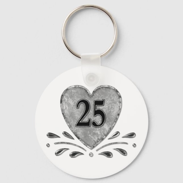 Chaveiro Aniversário de 25 - Prata (Frente)