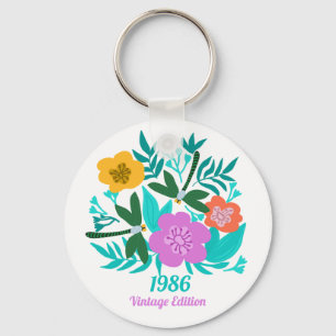 Chaveiro Aniversário de 40 anos colorido moderno floral ele