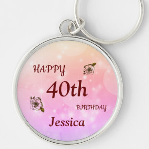 Chaveiro Aniversário de 40 anos feliz bonito personalizado