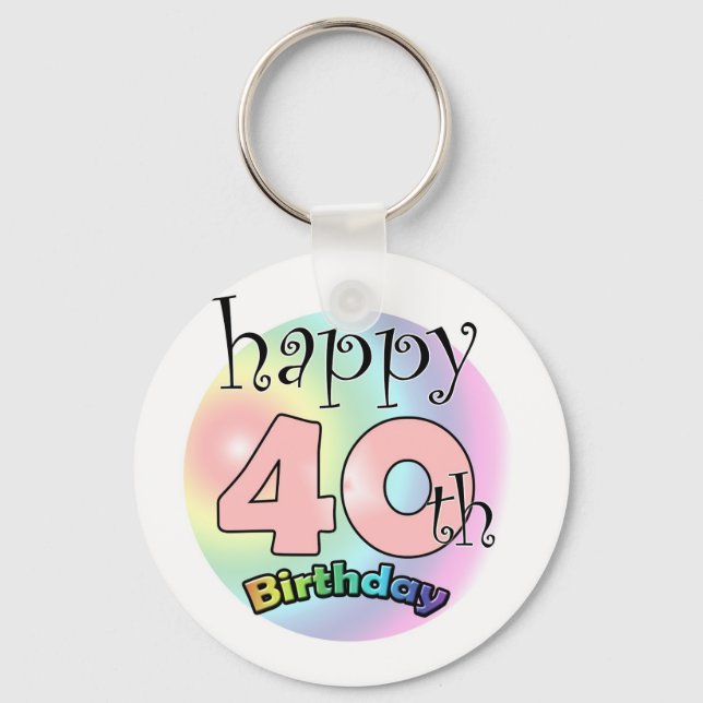 Chaveiro Aniversário de 40 anos Feliz (roze) (Frente)