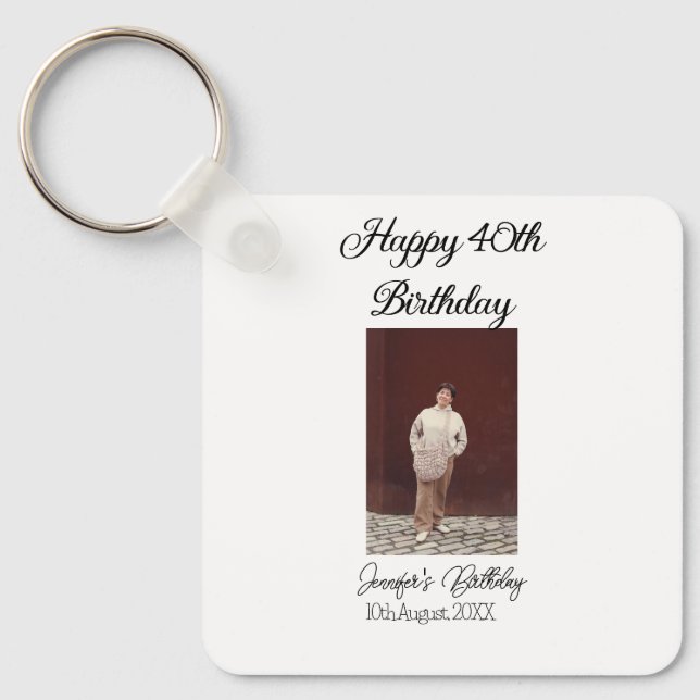 Chaveiro Aniversário de 40 anos feliz, simples e simples (Frente)