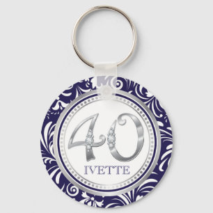 Chaveiro aniversário de 40 anos Key Chain Marinho Blue & S