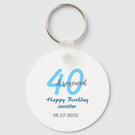 Chaveiro aniversário de 40 anos renovado nome data azul núm
