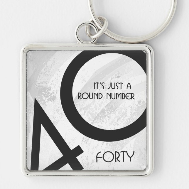 Chaveiro Aniversário de 40 Décadas Branco (Frente)