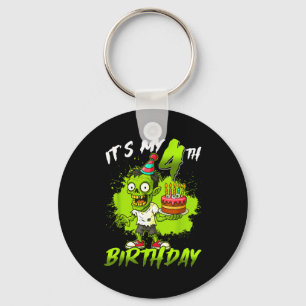 Chaveiro aniversário de 4 anos zumbi 4 anos de idade feliz