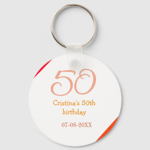 Chaveiro Aniversário de 50 anos laranja vermelho adicionar