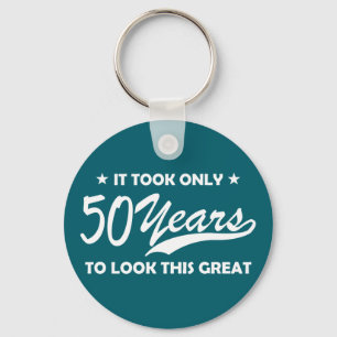 Chaveiro Aniversário de 50 anos tipografia retrô engraçada