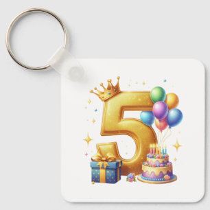 Chaveiro Aniversário de 5 anos dourado