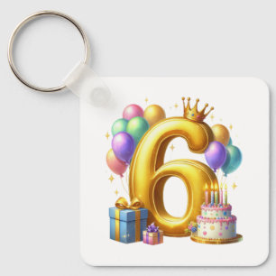 Chaveiro Aniversário de 6 anos dourado