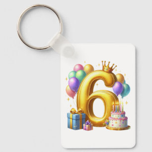 Chaveiro Aniversário de 6 anos dourado
