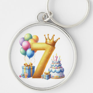 Chaveiro Aniversário de 7 anos dourado