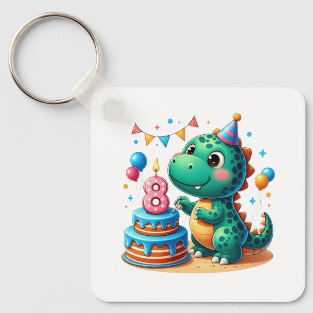 Chaveiro Aniversário de 8 anos do Dino (Frente)