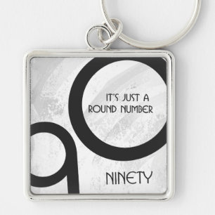 Chaveiro Aniversário de 90 Décadas Branco