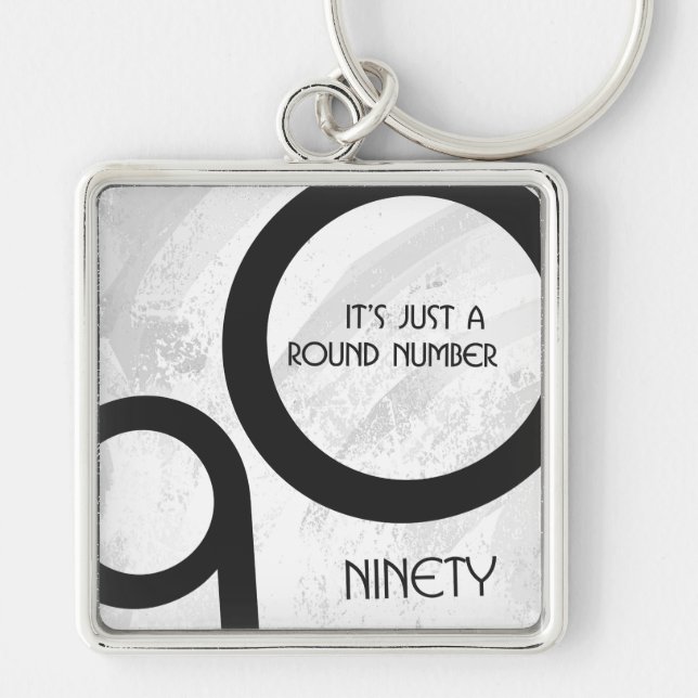 Chaveiro Aniversário de 90 Décadas Branco (Frente)