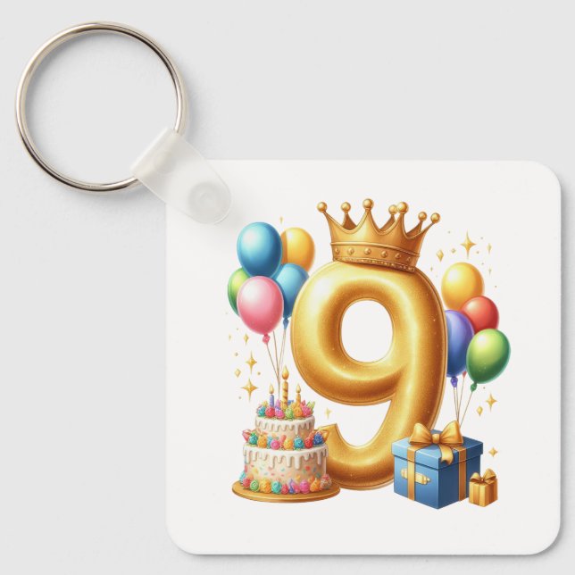 Chaveiro Aniversário de 9 anos de Ouro (Frente)