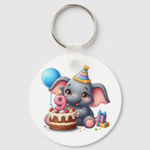 Chaveiro Aniversário de 9 anos do Elefante Fofo