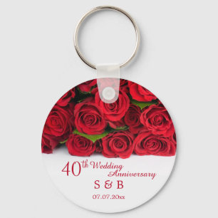 Chaveiro Aniversário de casamento das rosas vermelhas 40th