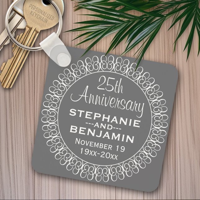 Chaveiro Aniversário de Casamento de 25 Personalizado (Personalized keychain -Wedding Anniversary)