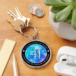 Chaveiro Aniversário de Casamento de Topaz Azul Elegante 41