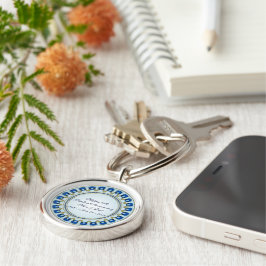 Chaveiro Aniversário de Casamento do Dourado Sapphire Blue 