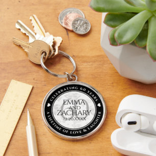 Chaveiro Aniversário de Casamento do Elegante 60º Diamond