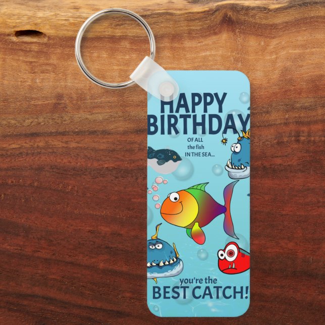 Chaveiro Aniversário de Peixe Divertido (Frente)