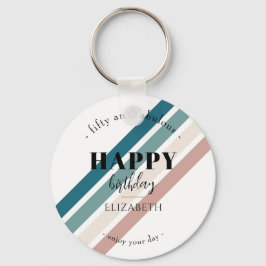 Chaveiro Aniversário design minimalista em cores pastosas